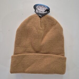 PUGS NWT Unisex Camel/Tan Knit Cuffed Beanie Hat Winter Watch Cap